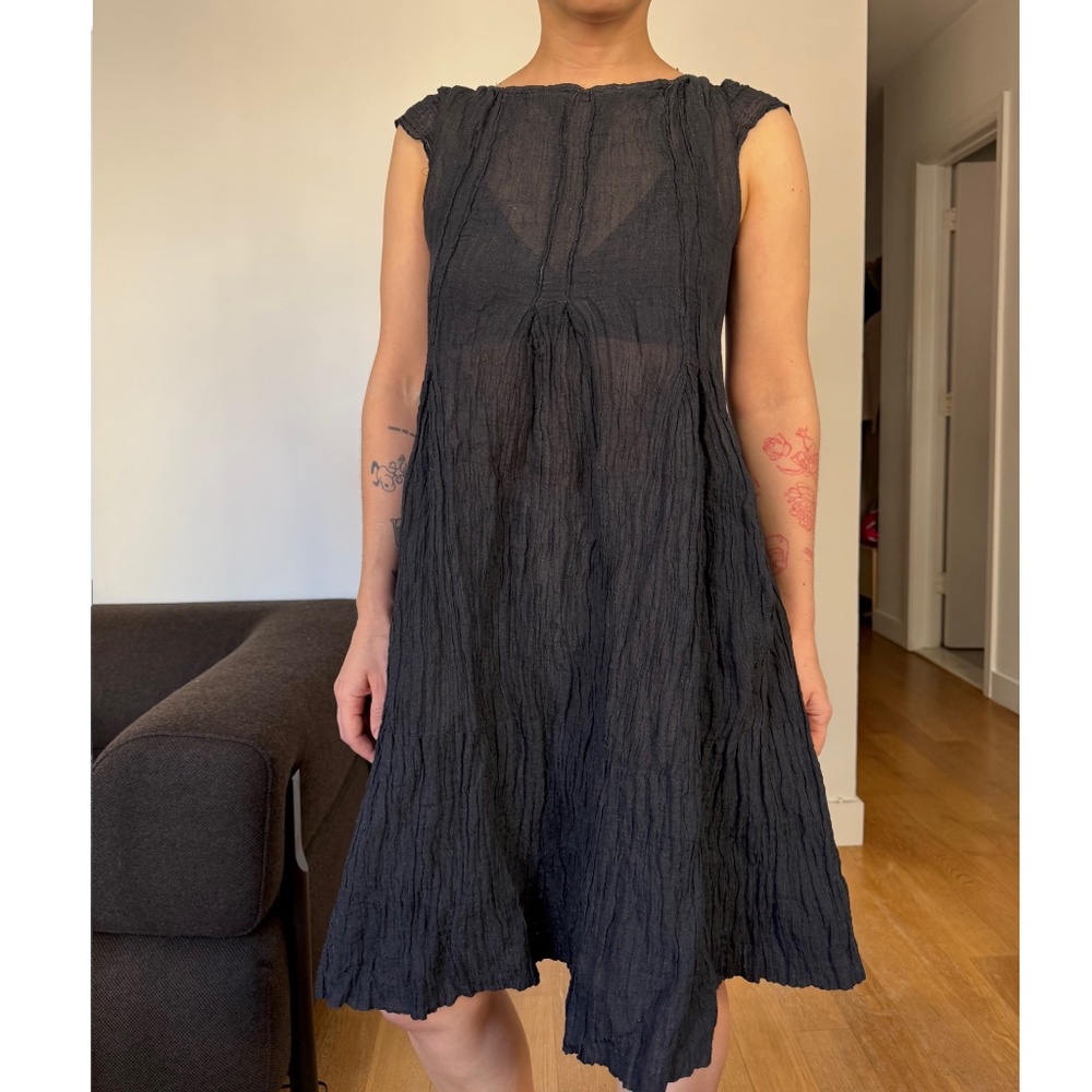 Charles Nolan Black creased see-through shimmery mini dress